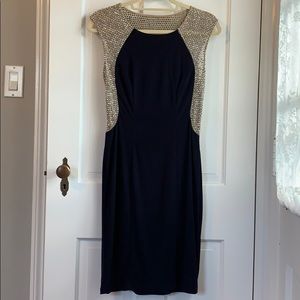 Blue and silver Beaded Cocktail Dress